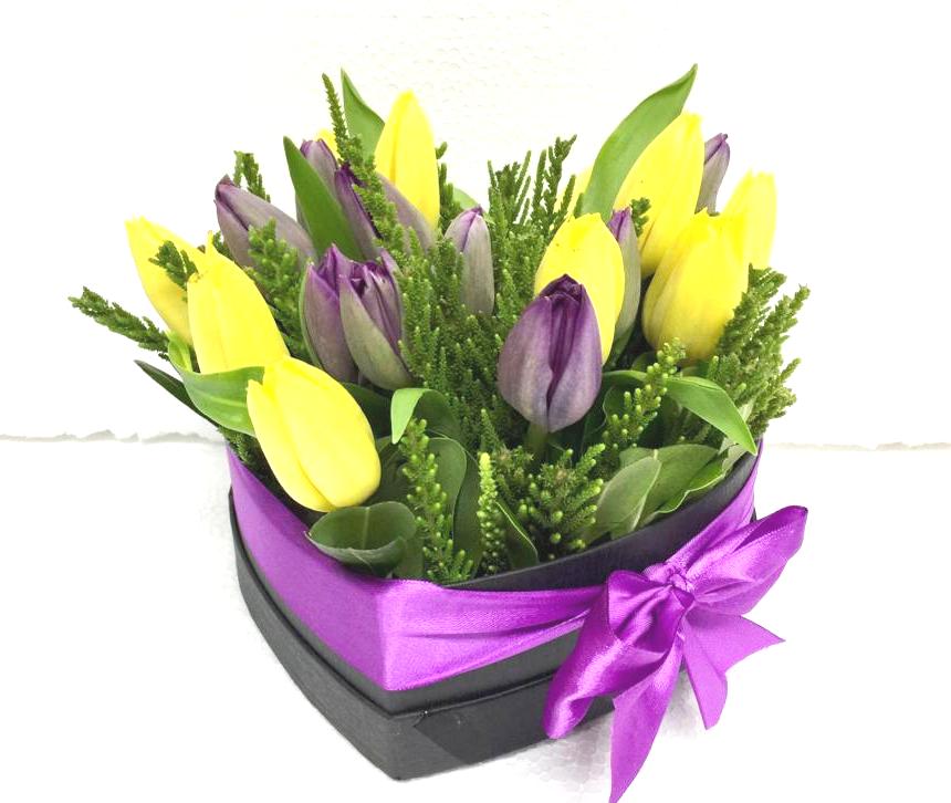 Caja Coraz�n de  20 Tulipanes